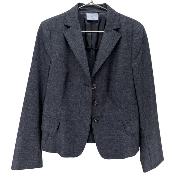 Akris Punto Charcoal Gray Three-Button Wool Blazer Women's Size 10 - Picture 5 of 15